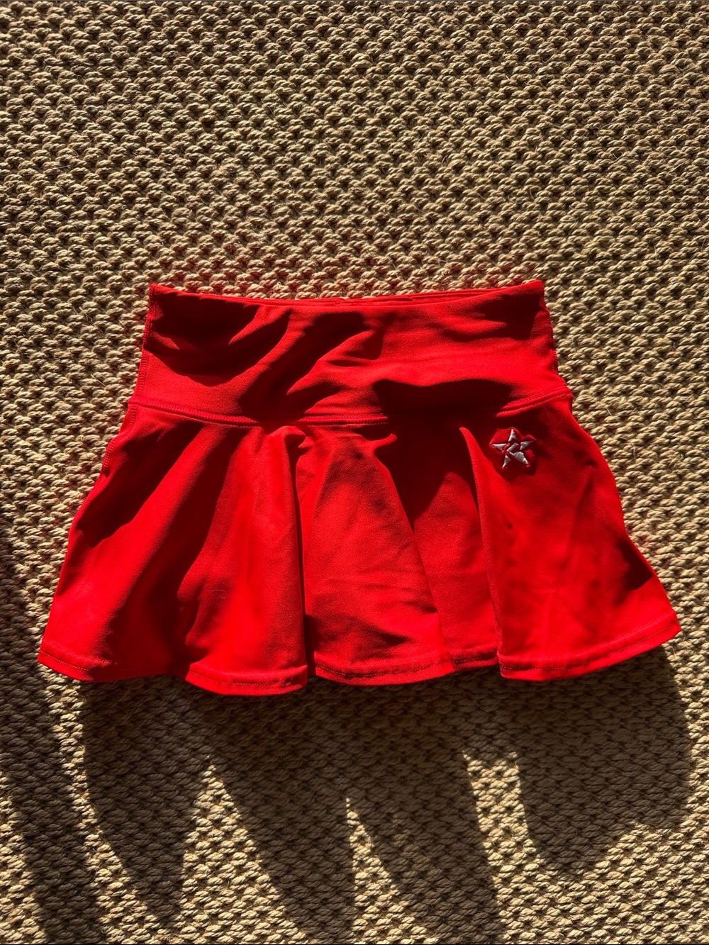 Bright Red Circle Skater Skirt with Star Detail